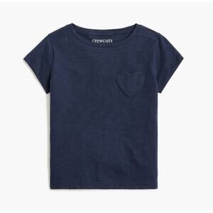 Crewcuts By J.Crew Heart Pocket Tee Girls M Navy Short Sleeve Pullover Crew Neck
